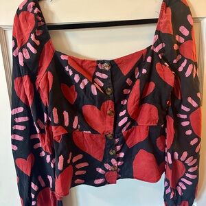 FARM RIO square neck heart top